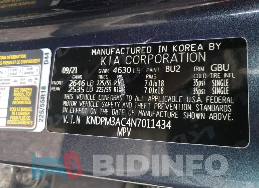 KNDPM3AC4N7011434 Photo# 10