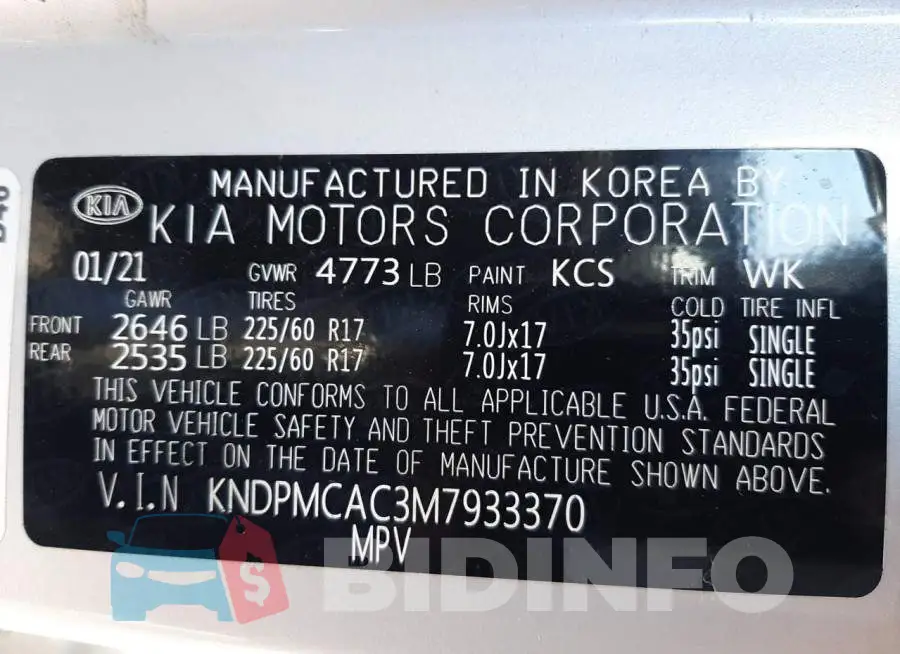 KNDPMCAC3M7933370 Photo# 10