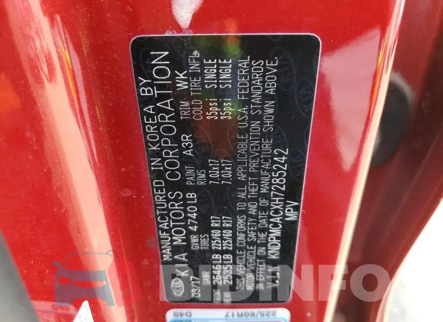 KNDPMCACXH7285242 Photo# 10