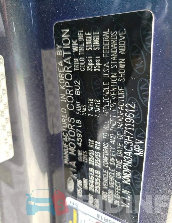 KNDPN3AC3H7119612 Photo# 10