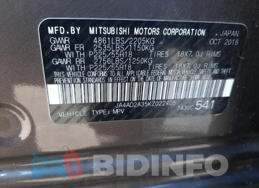 JA4AD2A35KZ022405 Photo# 10