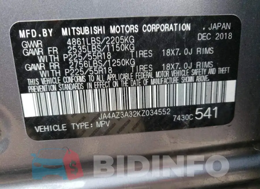 JA4AZ3A32KZ034552 Photo# 10