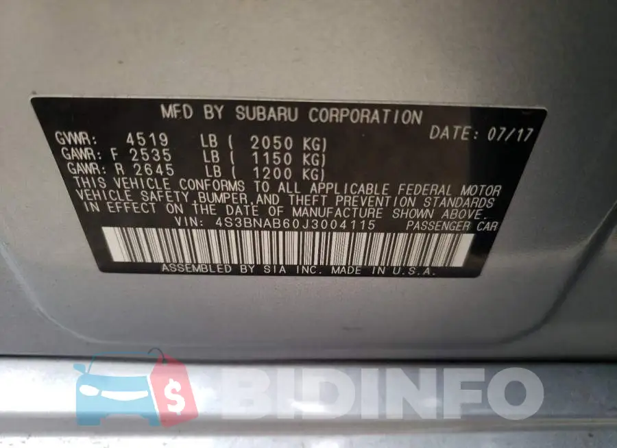 4S3BNAB60J3004115 Photo# 10