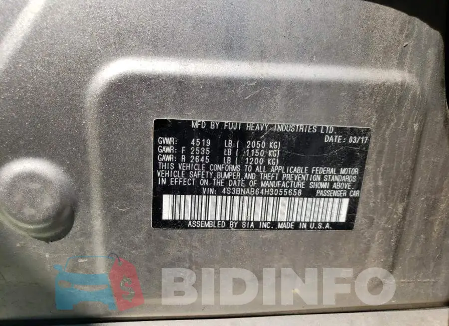 4S3BNAB64H3055658 Photo# 10