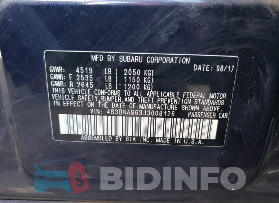 4S3BNAS63J3008126 Photo# 10