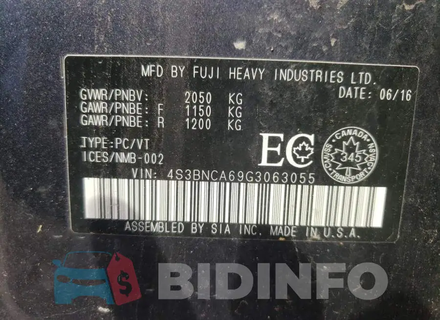 4S3BNCA69G3063055 Photo# 10