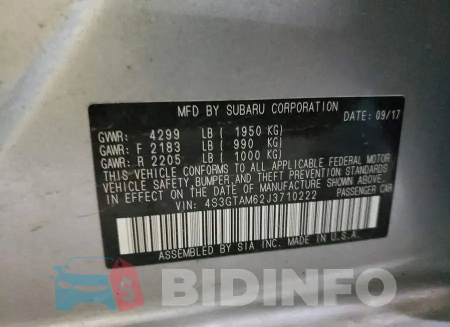 4S3GTAM62J3710222 Photo# 10