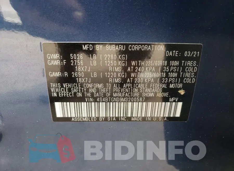 4S4BTGND9M3200587 Photo# 10