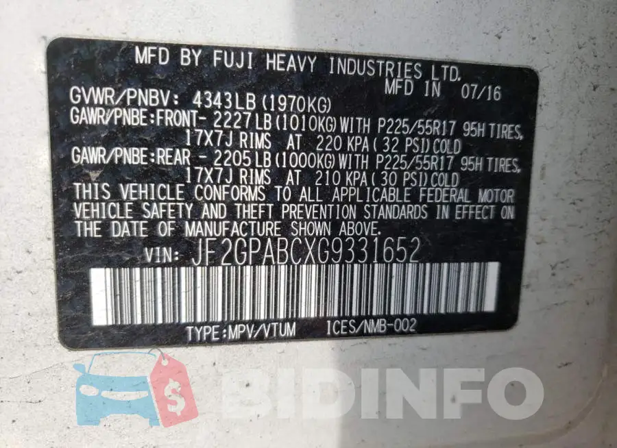 JF2GPABCXG9331652 Photo# 10