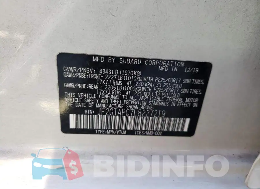 JF2GTAPC7L8227219 Photo# 10