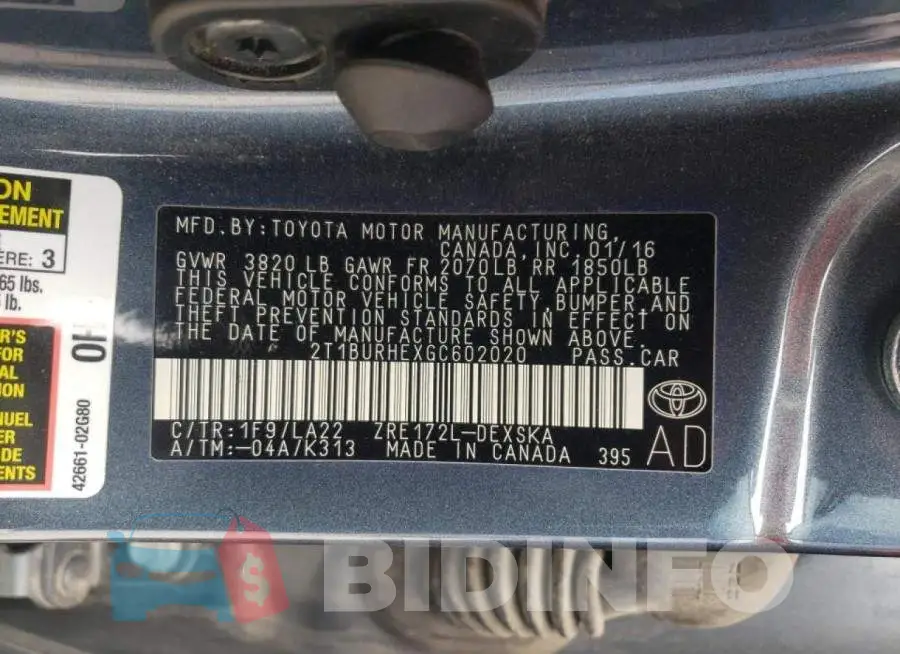 2T1BURHEXGC602020 Photo# 10