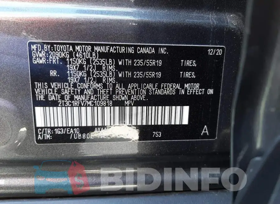 2T3C1RFV7MC109818 Photo# 10