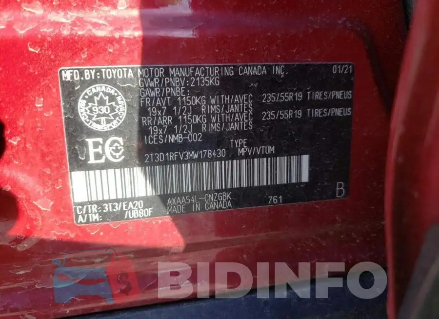 2T3D1RFV3MW178430 Photo# 10