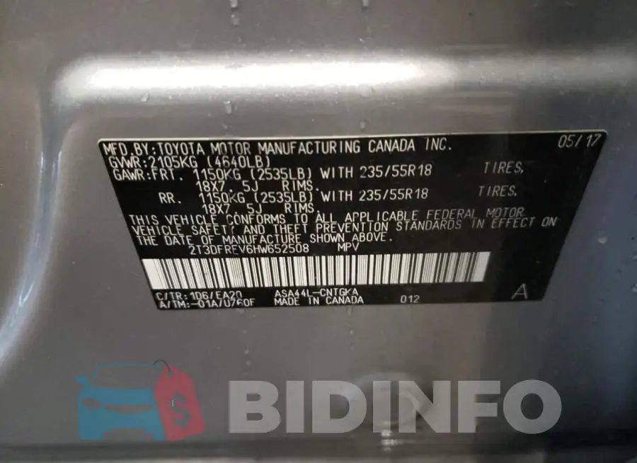 2T3DFREV6HW652508 Photo# 10