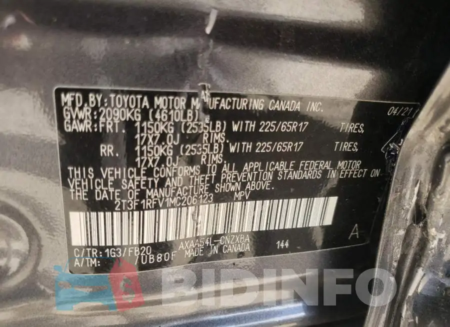 2T3F1RFV1MC206123 Photo# 10