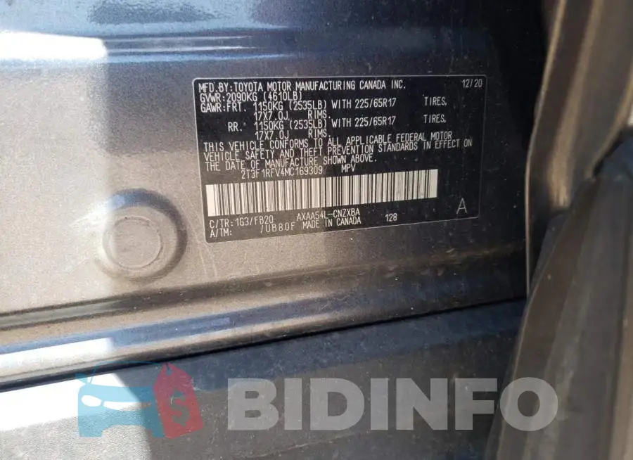 2T3F1RFV4MC169309 Photo# 10
