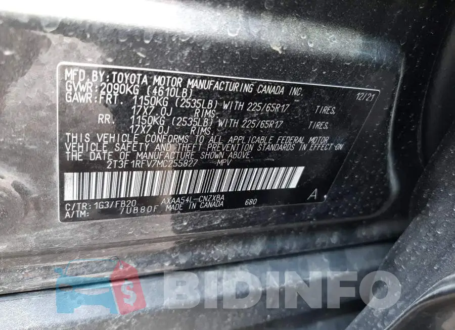 2T3F1RFV7MC255827 Photo# 10