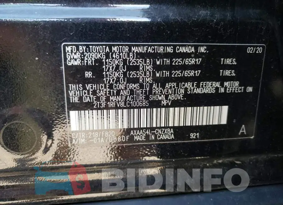 2T3F1RFV8LC100685 Photo# 10