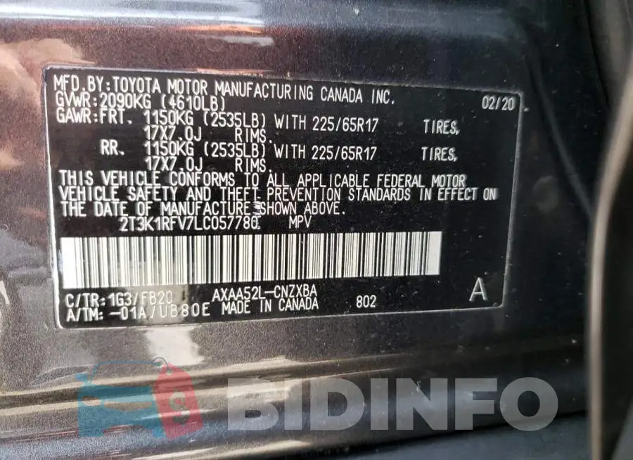 2T3K1RFV7LC057780 Photo# 10