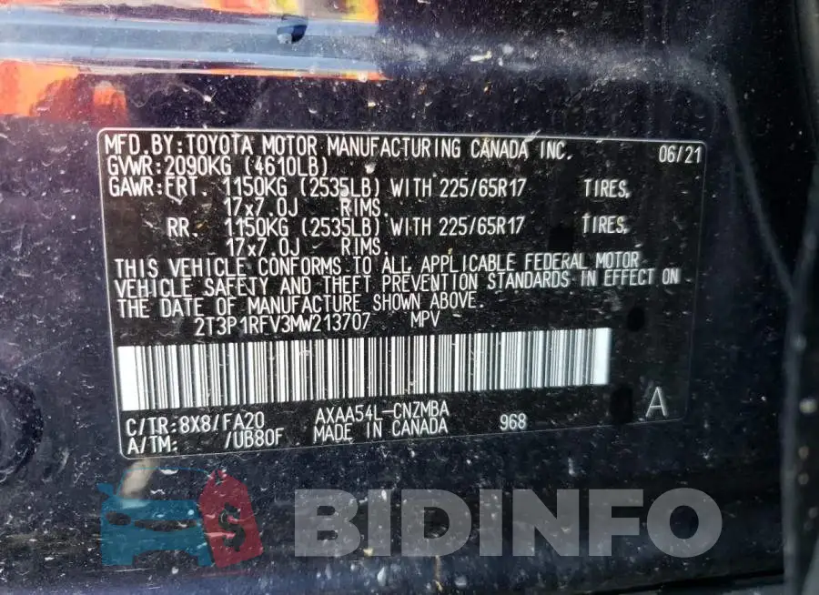 2T3P1RFV3MW213707 Photo# 10