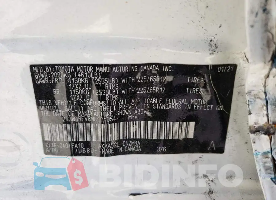 2T3W1RFV8MC114054 Photo# 10