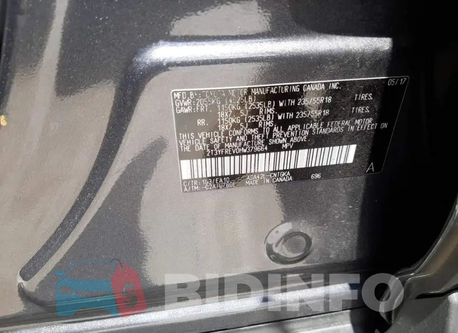 2T3YFREV0HW379664 Photo# 10