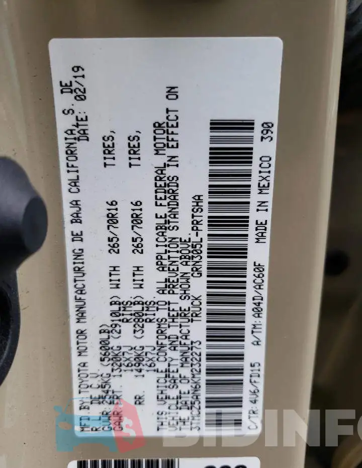 3TMCZ5AN6KM232273 Photo# 10
