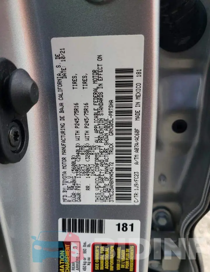 3TMCZ5AN8NM454172 Photo# 10