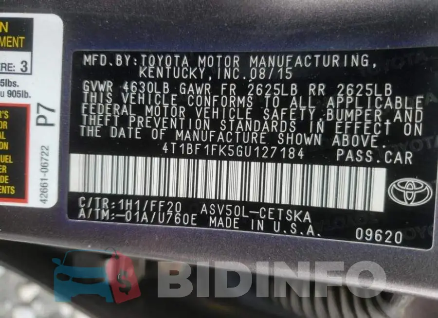 4T1BF1FK5GU127184 Photo# 10