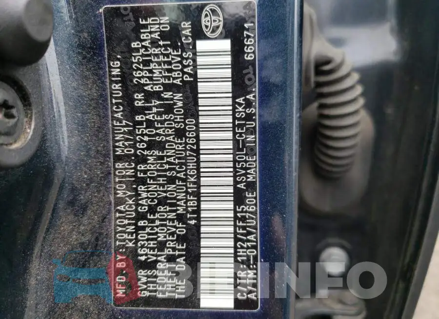 4T1BF1FK6HU726600 Photo# 10