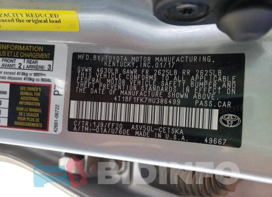 4T1BF1FK7HU386499 Photo# 10
