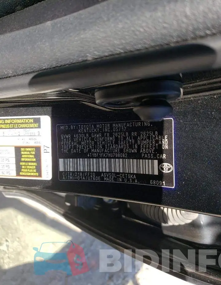 4T1BF1FK7HU798082 Photo# 10