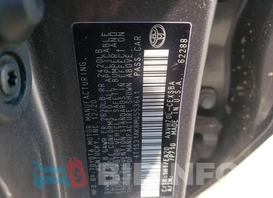 4T1S31AK6MU553641 Photo# 10