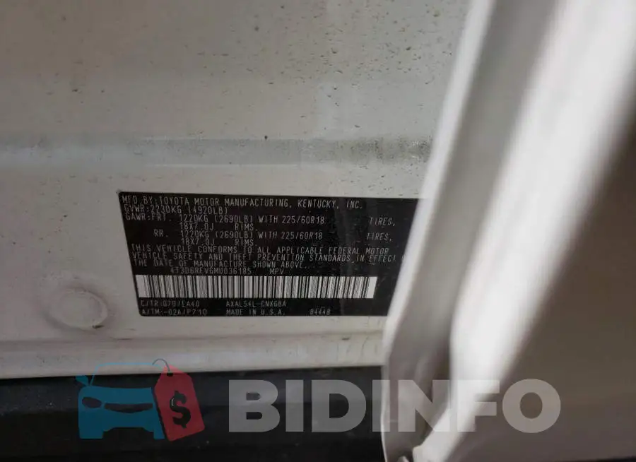 4T3D6RFV6MU036185 Photo# 10