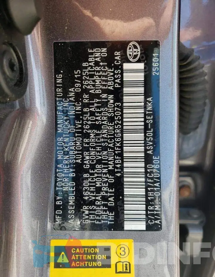 4T4BF1FK6GR525073 Photo# 10