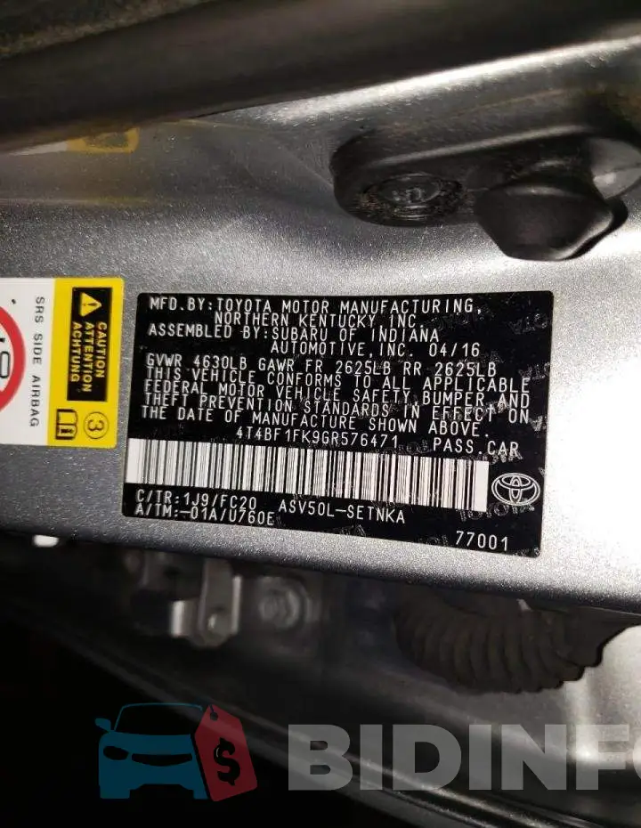 4T4BF1FK9GR576471 Photo# 10