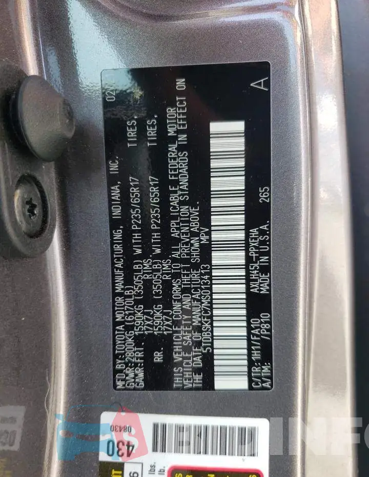 5TDBSKFC7MS013413 Photo# 10