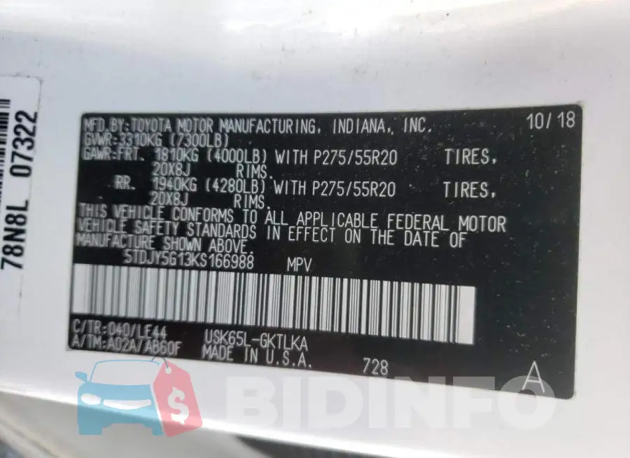 5TDJY5G13KS166988 Photo# 10