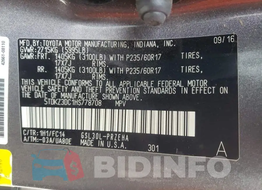 5TDKZ3DC1HS778708 Photo# 10