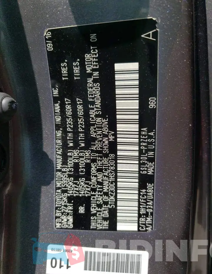 5TDKZ3DC1HS783018 Photo# 10