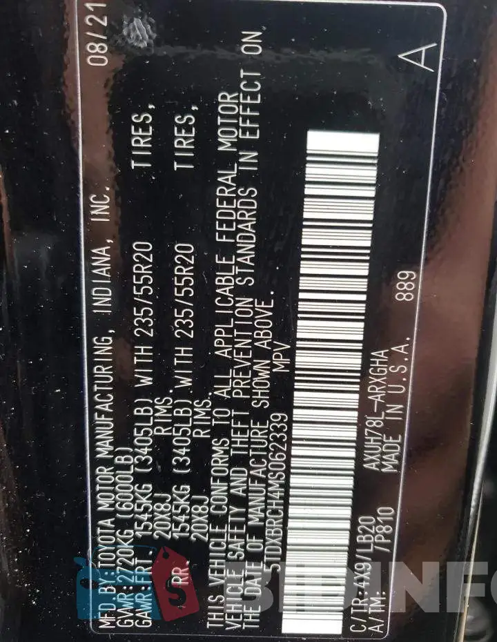 5TDXBRCH4MS062339 Photo# 10