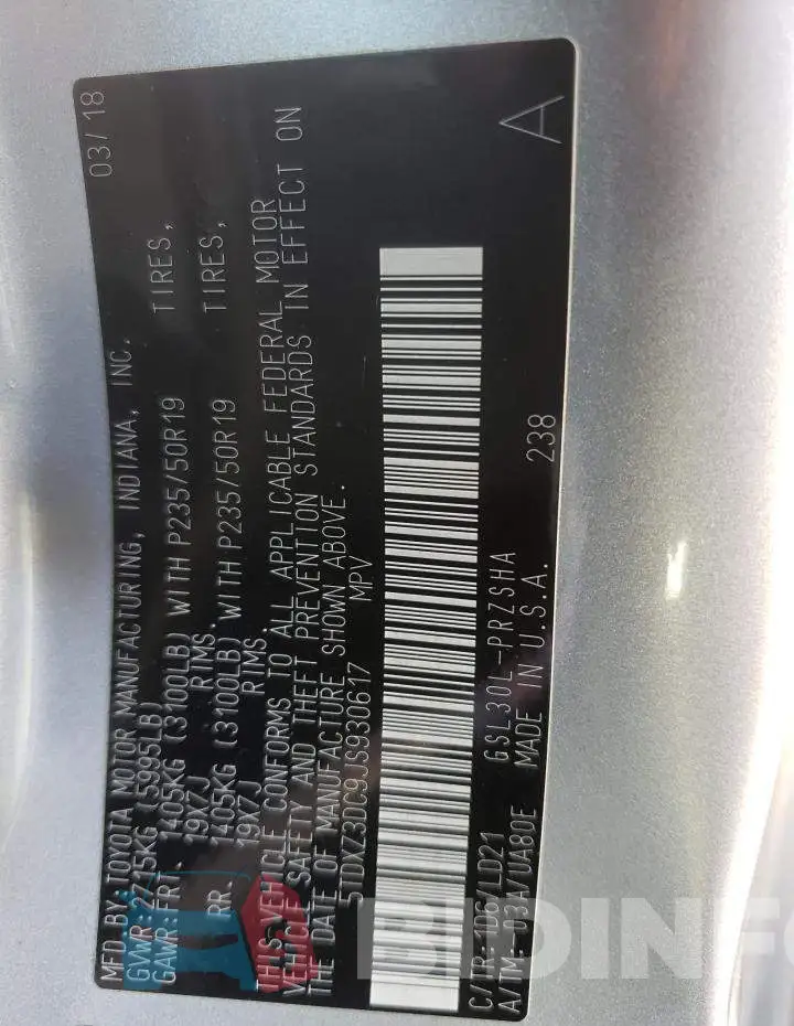 5TDXZ3DC9JS930617 Photo# 10