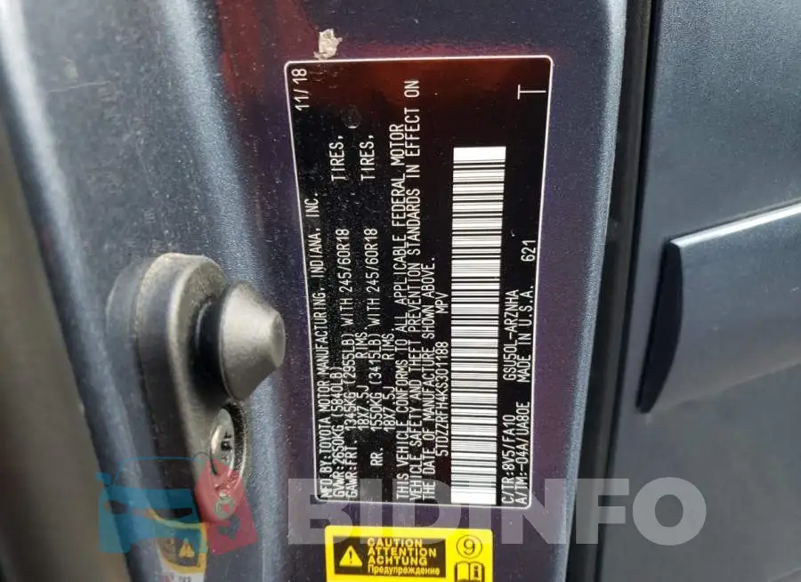 5TDZZRFH4KS301188 Photo# 10