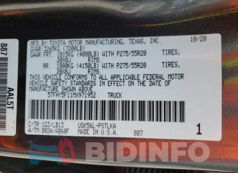 5TFHY5F11MX971952 Photo# 10