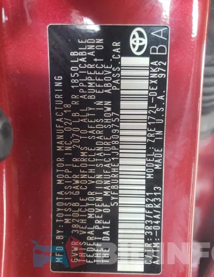 5YFBURHE1JP809757 Photo# 10
