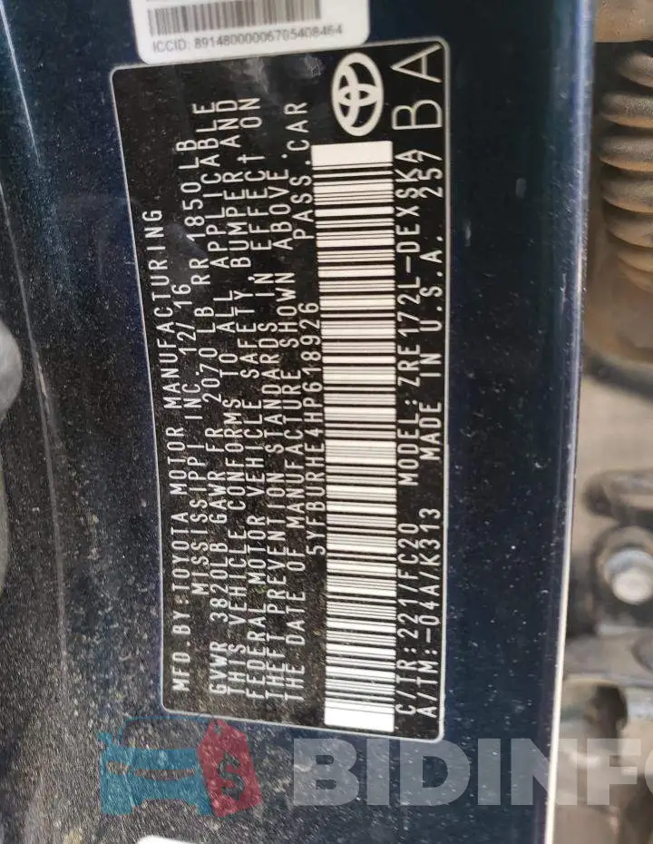5YFBURHE4HP618926 Photo# 10