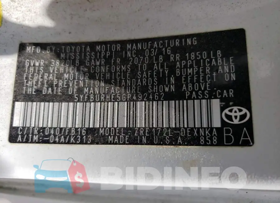 5YFBURHE5GP492462 Photo# 10