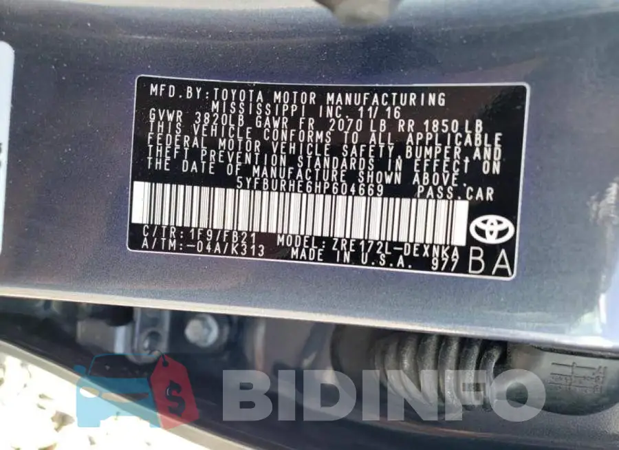 5YFBURHE6HP604669 Photo# 10