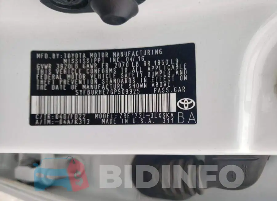 5YFBURHE7GP509925 Photo# 10