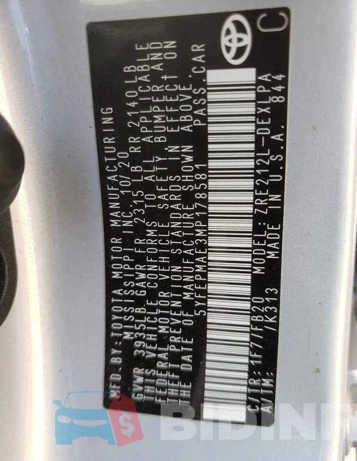5YFEPMAE3MP178581 Photo# 10